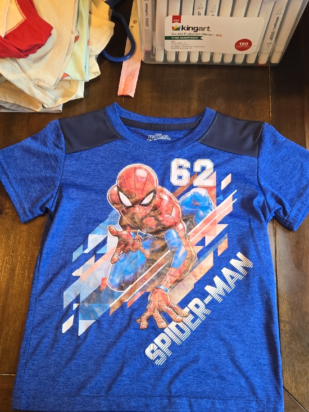 Marvel Blue Spider-Man Logo Tee with Red Accent